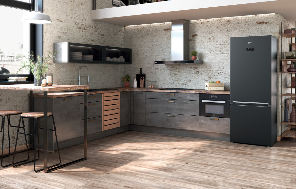 Cuisine industrielle béton acier